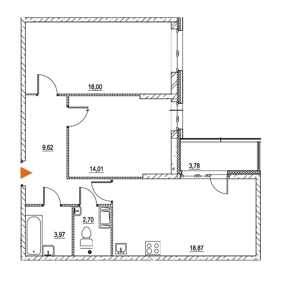 Двухкомнатная квартира в : площадь 69.06 м2 , этаж: 12 – купить в Санкт-Петербурге